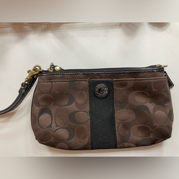 COACH gently used wristlet in brown/black - Picture 1 of 8